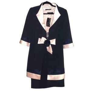 Veni Infantino Mother of the Bride Size 12 Navy and Pink 2 Piece Dress and Coat